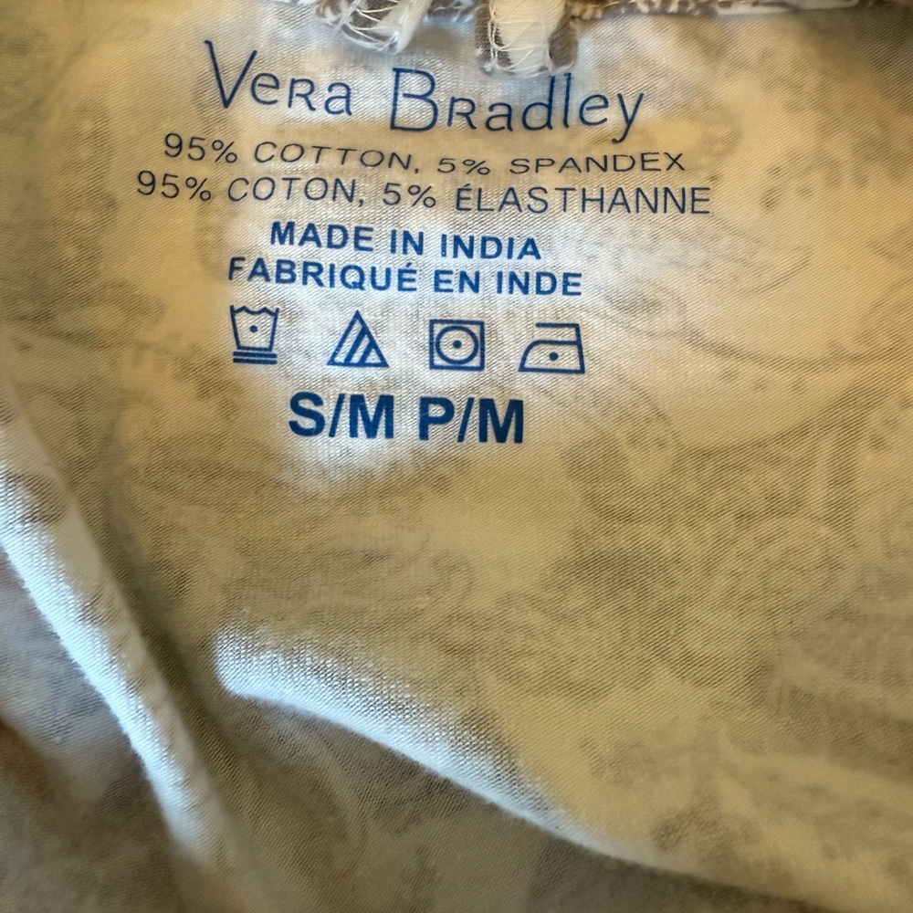 Vera Bradley Cream and Blue Cotton Blend Robe - Picture 3 of 6